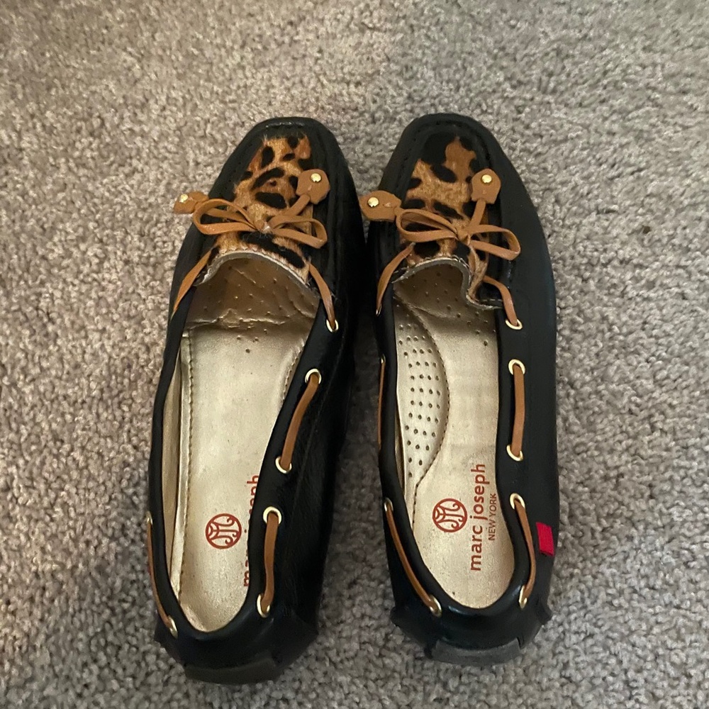 Marc Joseph cheetah print and leather flat
